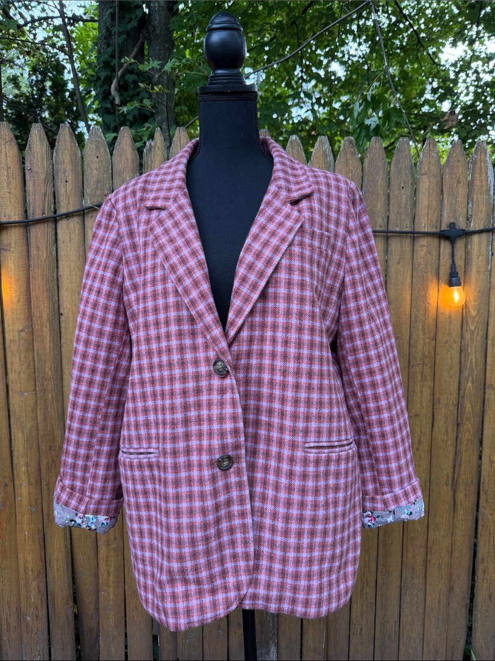 Sundance Pink Plaid Blazer Jacket